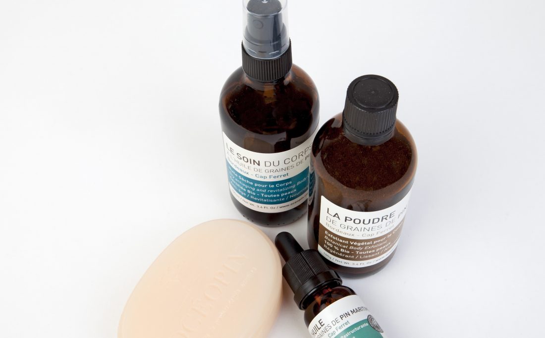 Le soin du corps, savon, poudre & huile graines de pin maritime